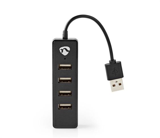USB 2.0 Hub 4 Θυρών, σε Μαύρο χρώμα.